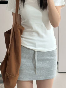 Grey Sporty High Waist Slim Fit A-Line Mini Skirt for Women Casual Anti-Light Walking Skirt Short Skirt Spring Autumn