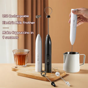 XT Milk Frother Electric Foamer Rechargeable Handheld Whisk Coffee Mixer 3 Speed Adjustable Whisk Drink Mixer Foam Maker Blender for Coffee Matcha Latte Cappuccino Hot Chocolate（Black)