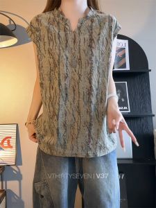 NANSSE | Dyed Print Loose Fit V-Neck T-Shirt