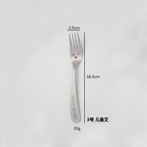 304 Stainless Steel Childrens Fork Spoon Smiley Face Baby Feeding Spoon Flat Chopsticks Thickened For Home round Spoon Adult Spoon Fork