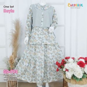ONESET KOREAN LOOK LEBARAN 2026 SETELAN ROK KIDS AND TEEN ANAK TANGGUNG HAYLA BY CUTETRIK