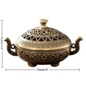 Lọ Đốt Trầm Hương Phong Cách Cổ Điển Bằng Đồng Bếp Than Bằng Đồng Retro Sang Trọng Giá Đỡ Nhang Trang Trí Nhà Cửa