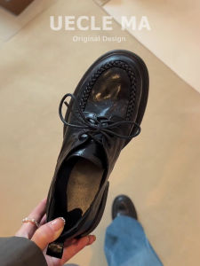 MASHUJIA | Retro British Thick Sole Black Leather Loafers