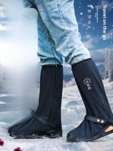 Thickened Waterproof Snowproof Anti-slip Shoe Covers for Snow Play Wear Resistant Rainproof High Top Travel Shoe Covers