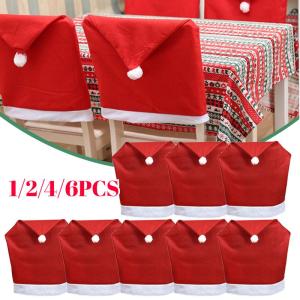 Christmas Chair Cover Red Santa Claus Hat Dining Chair Cover for New Year Merry Christmas Party Home Kitchen Table Decor