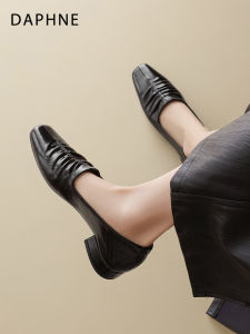 Daphne | Square Toe Office Commute Ladies Leather Shoes Black New Autumn Design