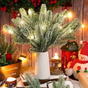 พืชสีเขียวจำลอง 10 ชิ้น กิ่งสนคริสต์มาส ตกแต่งงานปาร์ตี้ที่บ้านปีใหม่ ตกแต่งพวงหรีดต้นคริสต์มาส
