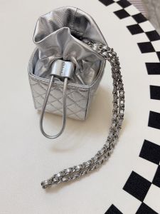 COH Aiai Small Waste Bag Small Size in Silver Fortune Bag Mini Drawstring Bucket Bag Powder Lipstick Pack Cant Put down Mobile Phone