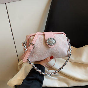 New Chinese Style Silver Handbag Womens Crossbody Bag Luxury Minimalist Fashion Soft Handle Leisure Magnetic Buckle Closure