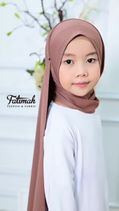 (NEW) Fatimah Lyla Dull Satin Shawl Kids (3-6 thn) Travel Kids Shawl Awning Less Hijab Kids
