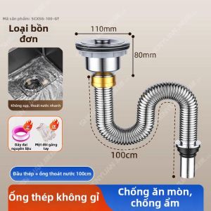 JIAYUN | Ống Xả Chậu Rửa Bếp Đôi Ngăn Hạn Chế Mùi