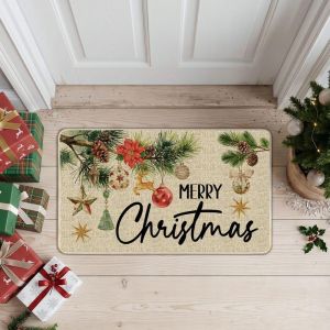 Thảm Cửa Giáng Sinh VIKAMA Thảm Trong Nhà Chống Trượt Hình Tuần Lộc Mũi Đỏ Có Họa Tiết Hình Ngôi Sao Bông Tuyết - Trang Trí Lối Vào Có Thể Giặt Được Trong Dịp Lễ