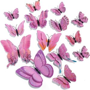 Artificial 3D Butterfly Wall sticker Living Home Room Decoration Refrigerator Party Wedding Decor Kindergarten Creative Stickers