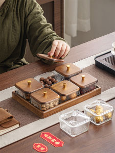 High-End Walnut Fruit Plate Living Room Tea Table Home Use Luxury Tea Pastries Candy Dried Fruit Snack Nut Box Handmade Wood