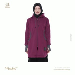 Hijacket Elektra Original Burgundy Jaket Hijab Muslimah Jaket Wanita Panjang Untuk Hijaber