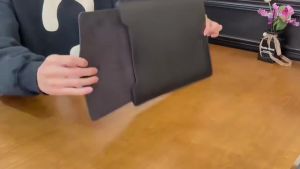 Portable Leather Laptop Sleeve Case Bag for Macbook Air 12 13 14 15 16 Inch M5 M4 M3 M2 Chip Mac Book Pro Adjustable Stand Cover