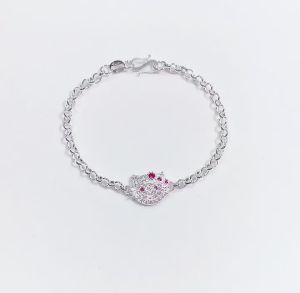 Lắc tay bạc hình mèo hello kitty cho bé gái kiểu dây mo bền đẹp - Shop Bạc Nhật Duy