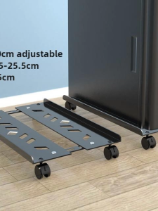 Ventilated Computer Tower Stand Cold-Rolled Steel With Rolling Caster Wheels Width-Adjustable Instant Brake & Lock Home & Office Use