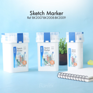 Bantex Sketch Marker 12 Warna 2 Tip Waterbased Untuk Ilustrasi Manga PP Box BK2007