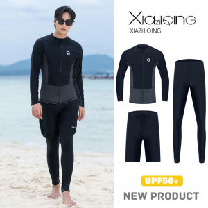 ชุดดำน้ำแขนยาว กางเกงขายาว ชุดว่ายน้ำแบบแยกส่วน ชุดซูฟิ้ง ชุดกันแดดแห้งเร็ว ชุดดำน้ำผู้ชายและผู้หญิง
