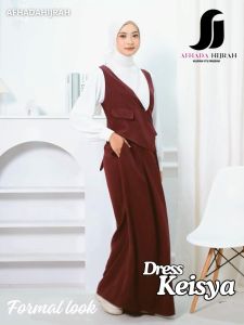 Afhadahijrah - Gamis Perempuan Raisya Dress Short Blazer Kutung Formal Looks Terbaru Kancing Depan