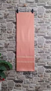 251.ผ้าฝ้าย ผ้าทอทั้งผืน ลายยกดอกบัวตอง สีโอรส