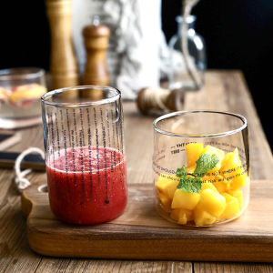 Missyou ถ้วยแก้วสไตล์เกาหลี ถ้วยชาผลไม้ เครื่องดื่มเย็น ๆ สกรีนตัวหนังสืดำ Glasses