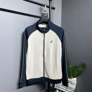 Spring New Mens Knitted Long Sleeve Jacket Collar Embroidery Outerwear Loose Fit Regular Length Zipped Pure Color Street Style