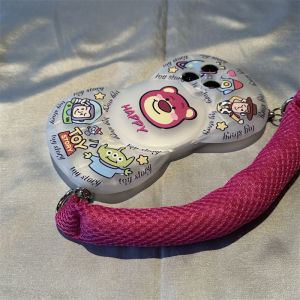 Creative Strawberry Bear Silicone Phone Case with Butterfly Knot Anti-Fall Protection for Apple iPhone 13 pro 14 pro Max 15 Ultra