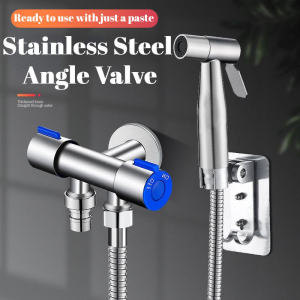 Stainless Steel Two Outlet Angle Valve High Flow Dual Control Dual Outlet Toilet Companion