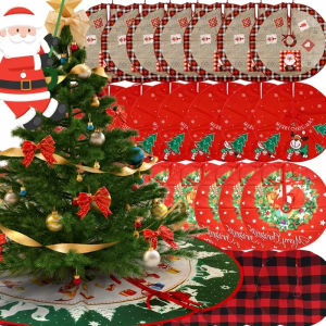【Ready Stock】Christmas Tree Skirt Xmas Trees Carpet Base Mat Santa Claus Snowflake Christmas Tree Foot Cover Base Plush Mat for Party Decor