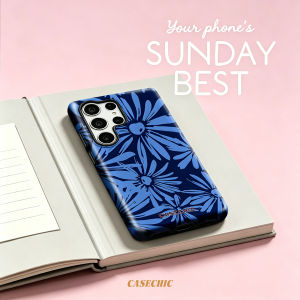 Potdemiel | Indigo Cloud Scroll Case for Samsung Galaxy S26 S25 S24 S23 Ultra Drop Resistant Glossy Dual-Layer Cover CaseChic
