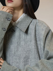 Grey Vein Texture Irregular Collar Female Outwear