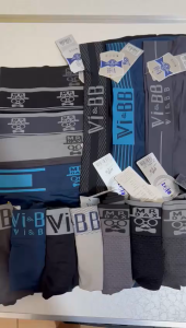 Set 3pcs Boxer Brief Pria V&BB Tanpa Jaitan Poli Amida Elastano - Warna Biru Elegan