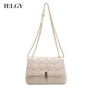 IELGY womens black diamond transfer bead chain messenger bag