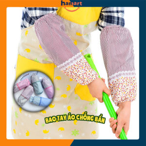 1 Đôi Bao Tay Rửa Chén Phong Cách Hàn Quốc Bao Tay Áo Chống Thấm Nước Vân Hoa Kẻ