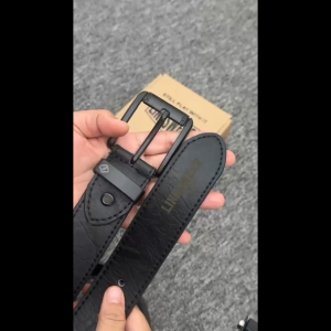 LINKSWEAR Ikat Pinggang Bahan Kulit Sabuk Ikat Pinggang Pria Original Desain Fashion Klasik Bisnis dan Kasual Gesper Kulit Hitam List