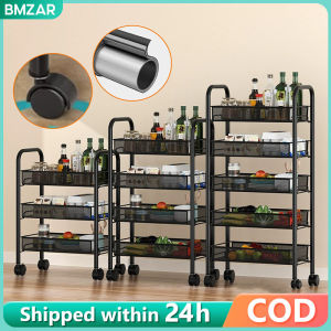 100% Metal 3-5 Layer Kitchen Trolley Cart Organizer Metal Utility Trolley Storage Rack With Wheels Bathroom Rack