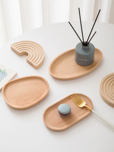 จานเสิร์ฟทรงไขว้สไตล์ญี่ปุ่น จานเสิร์ฟไม้แท้ จานขนม จานเสิร์ฟสำหรับทานชาเย็นในตอนบ่าย จานเสิร์ฟแบบมีขอบสูง