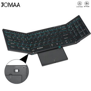 JOMAA | Full Size Backlight Folding Keyboard with Large Touchpad Numeric Keypad2.4G &Bluetooth Foldable Keyboard for Windows Android