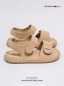 Warrior | Casual Flat Sandals Womens Summer New Kaki Slippers Outdoor Wear Magic Tape Beach Shoes Breathable Synthetic Leather Slip-On