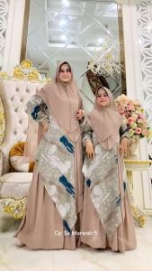 Uniwafda Gamis Syari Couple Ibu Anak Motif Set Khimar Marwah 5