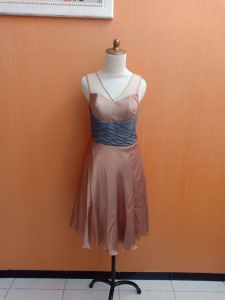 GAUN mini midi dress wanita coklat susu MEWAH cewek M kutung MEWAH vneck
