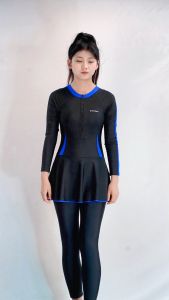 ชุดว่ายน้ำหญิง ชุดว่ายน้ำชิ้นเดียว ชุดว่ายน้ำแขนยาวขายาวมีกระโปรงคลุม ชุดว่ายนำ้ผู้ใหญ่ ชุดว่ายน้ำคนอวบ รุ่น T3902 ชุดว่ายน้ำผู้หญิงแขนยาว ชุดว่ายน้ำแขนยาว - Lazada