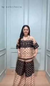 READY STOK!! Oneset Crop Setelan Atasan Celana Hightwaist Motif Wanita Terbaru Kekinian 3 Seri Warna Bahan Rayon Premium