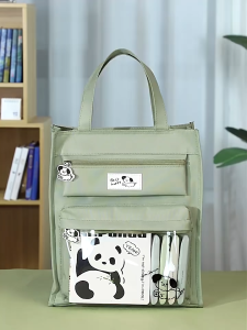 JS SHOP Student Tote Bag Waterproof Large Capacity Book Bag School Tutorial Bag Hand-Carrying Portable Schoolbag