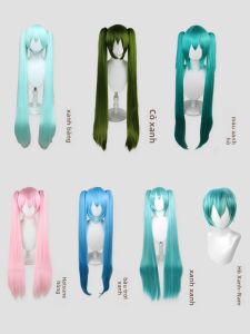 Đồ Chơi Cosplay Giả Tóc Dài Thẳng Màu Xanh Nước Biển Giả Mạo Đầu Tóc Hai Búi Cho Người Lớn Và Trẻ Em