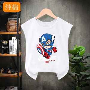 Boys Cotton Vest Set Casual Summer Sleeveless T-shirt Cartoon Two-piece Set Street Style Trendy Comfortable Breathable Clothing