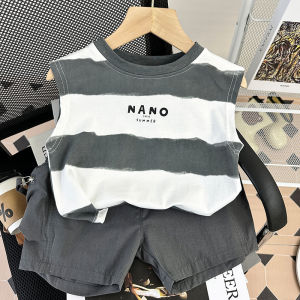 Baby Boy Summer Stripe Outfit Two-Piece Set Cotton Casual Wear Comfortable Breathable Clothing for Infants And Toddlers