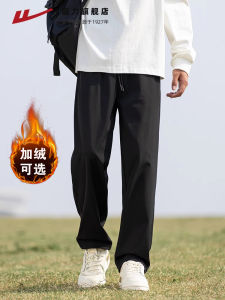 Mens Thickened Fleece Lined Casual Straight Leg Pants Autumn Winter New Style Warrior Brand Breathable Quick Dry Elastic Waist